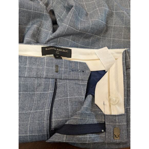 Banana Republic Ryan Plaid Pants 10 Gray White Straight Leg Office Trouser Dress - Picture 7 of 11